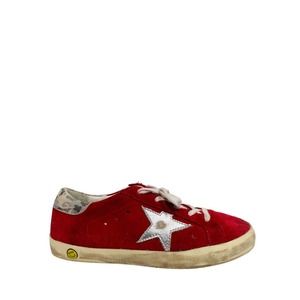GOLDEN GOOSE Red Suede Superstar Camouflage Heel Kids Sneakers Size EU 35